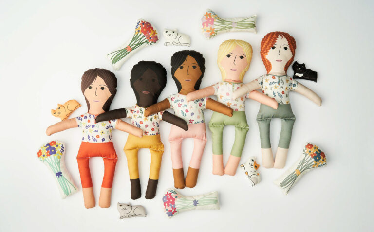 cut and sew doll kits from 100% cotton fabric made by willful wildflowers